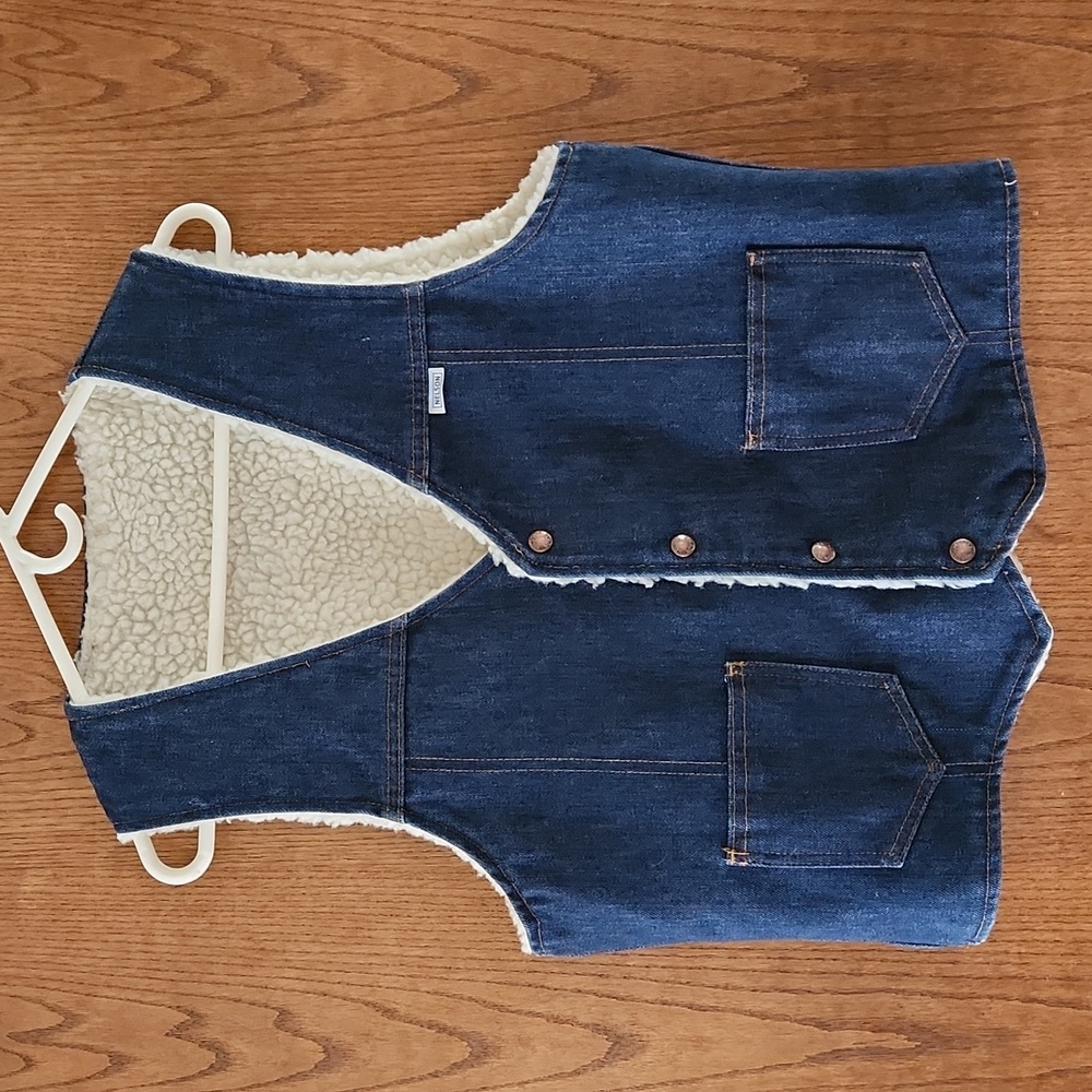 Mens Vintage Nelson '70's  Denim/Sherpa Vest - Size Large